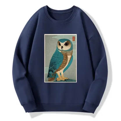 Tokyo-Tiger Vintage Owl Woodblock Art Classic Sweatshirt