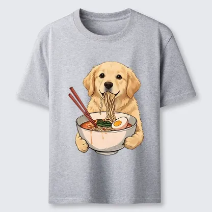 Tokyo-Tiger Golden Retriever Eating Ramen Noodles Classic T-Shirt
