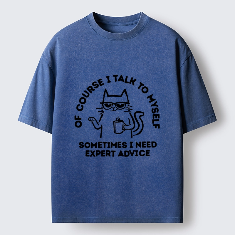 Tokyo-Tiger Cool Cat Needs Expert Self Advice Washed T-Shirt