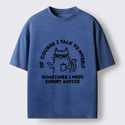 Tokyo-Tiger Cool Cat Needs Expert Self Advice Washed T-Shirt