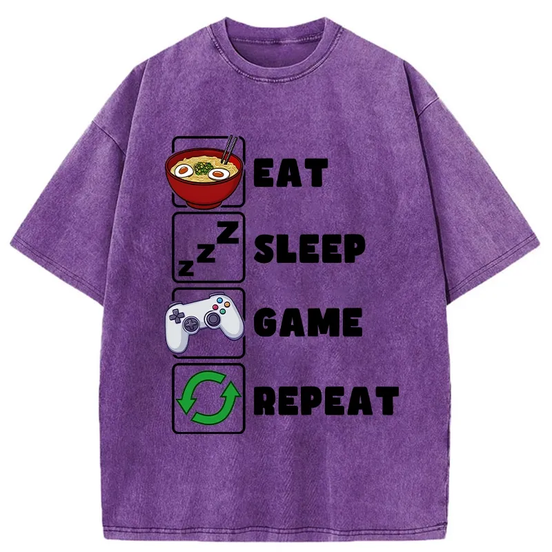 Tokyo-Tiger Eat Sleep Game Repeat Washed T-Shirt