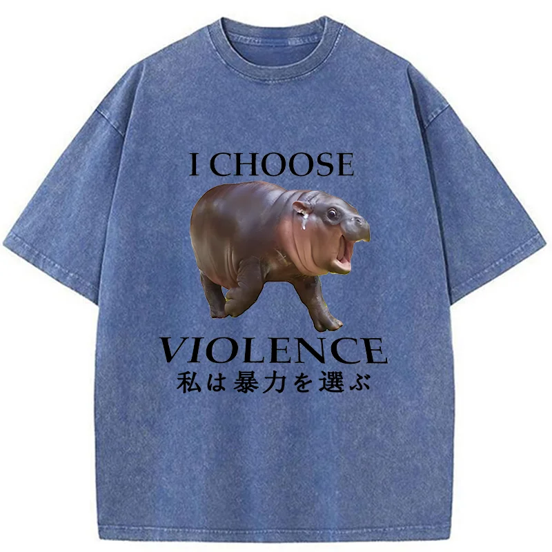 Tokyo-Tiger Moo Deng Choose Violence Washed T-Shirt
