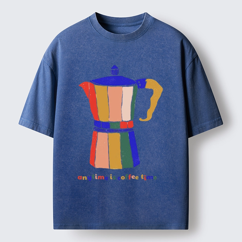 Tokyo-Tiger Colorful Moka Pot Brews Great Coffee Washed T-Shirt