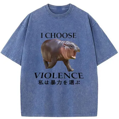 Tokyo-Tiger Moo Deng Choose Violence Washed T-Shirt