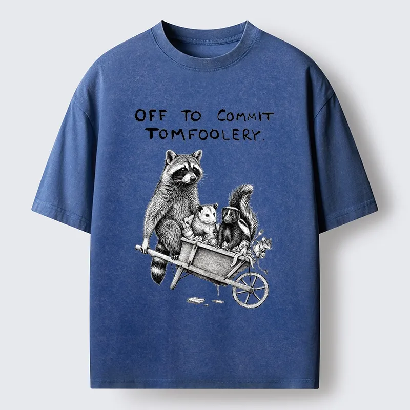 Tokyo-Tiger Raccoon Crew On A Mission Washed T-Shirt