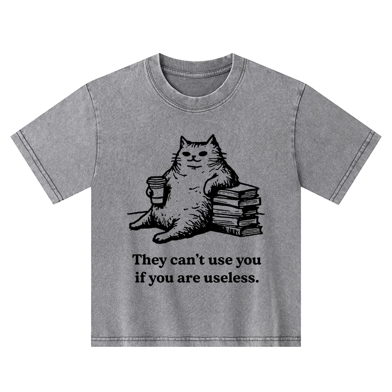 Tokyo-Tiger Cat Proving Uselessness Is A Superpower Kids Washed T-Shirt