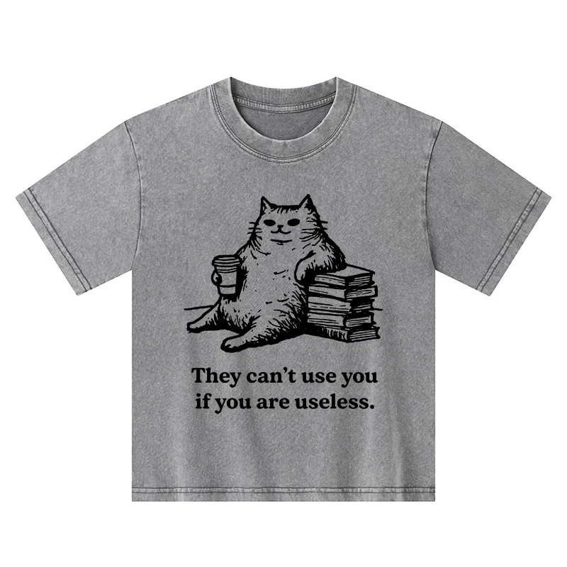 Tokyo-Tiger Cat Proving Uselessness Is A Superpower Kids Washed T-Shirt