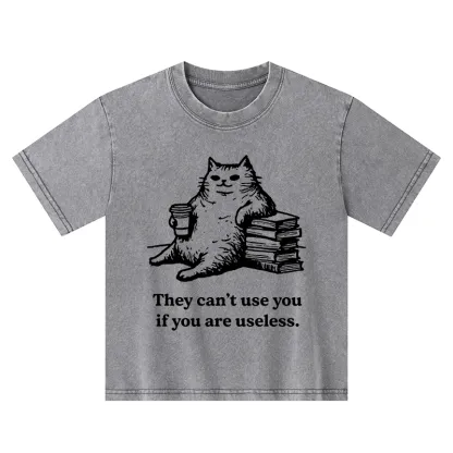 Tokyo-Tiger Cat Proving Uselessness Is A Superpower Kids Washed T-Shirt