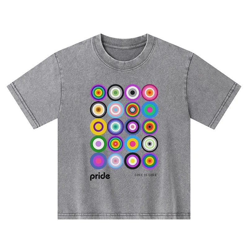 Tokyo-Tiger Every Circle Glows With Inclusive Love Kids Washed T-Shirt