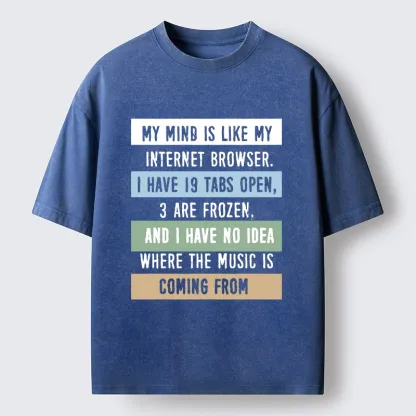 Tokyo-Tiger Funny Brain Tab Meme Washed T-Shirt
