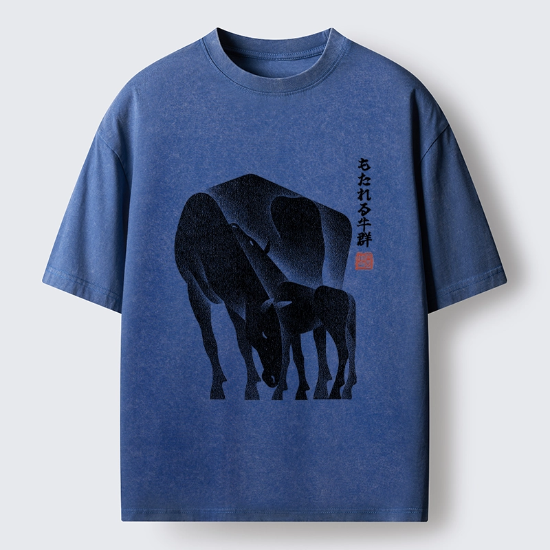 Tokyo-Tiger Zen Art Of Two Horses Washed T-Shirt