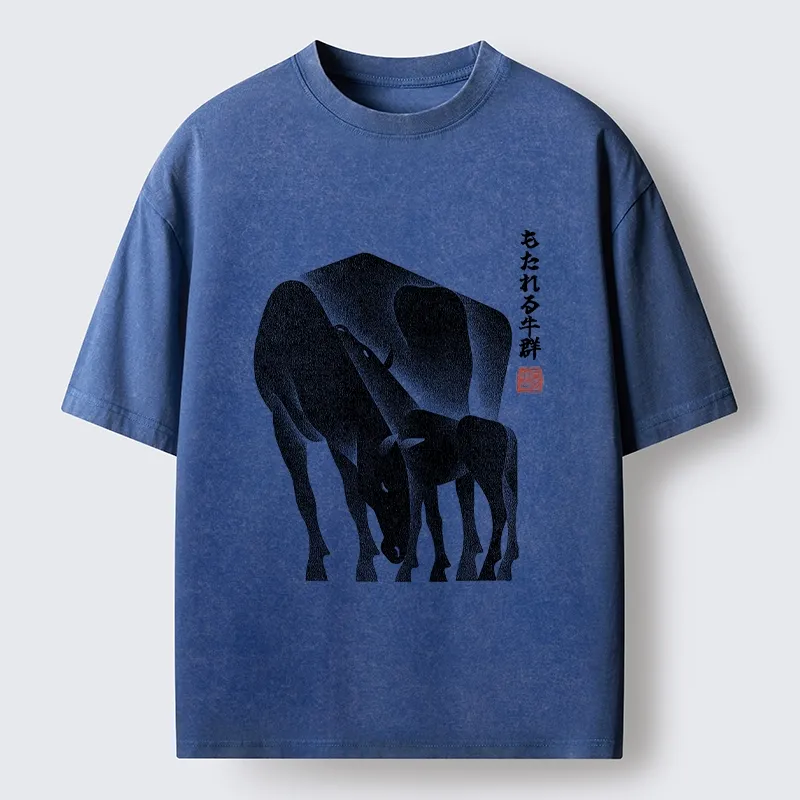 Tokyo-Tiger Zen Art Of Two Horses Washed T-Shirt