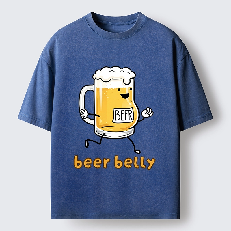 Tokyo-Tiger Walking Beer Mug With A Beer Belly Washed T-Shirt