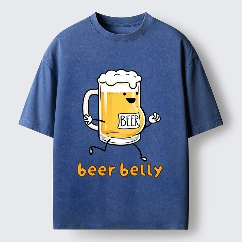 Tokyo-Tiger Walking Beer Mug With A Beer Belly Washed T-Shirt
