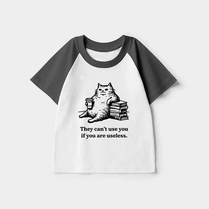 Tokyo-Tiger Cat Proving Uselessness Is A Superpower Kids Raglan T-shirt