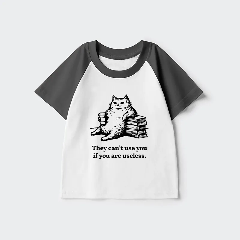 Tokyo-Tiger Cat Proving Uselessness Is A Superpower Kids Raglan T-shirt