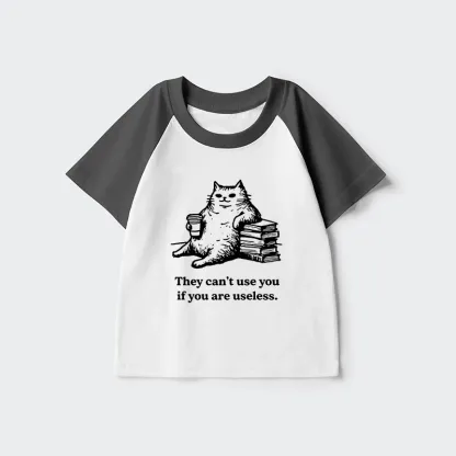 Tokyo-Tiger Cat Proving Uselessness Is A Superpower Kids Raglan T-shirt