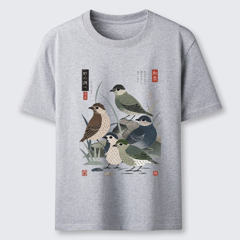 Tokyo-Tiger Cute Little Birds Japanese Folk Print Classic T-Shirt