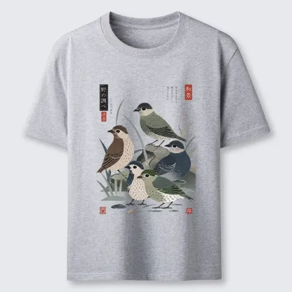 Tokyo-Tiger Cute Little Birds Japanese Folk Print Classic T-Shirt