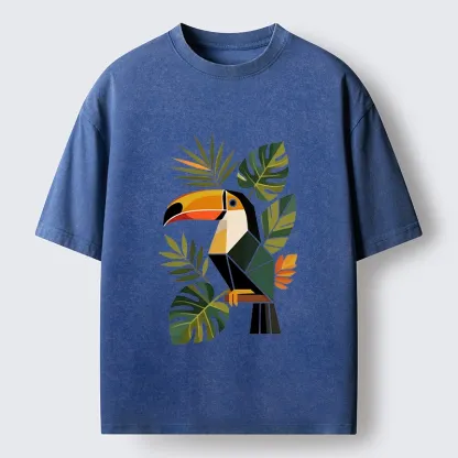 Tokyo-Tiger Tropical Toucan Art Washed T-Shirt