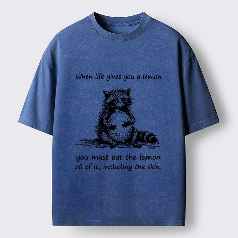 Tokyo-Tiger Sour Lemon Raccoon Funny Meme Washed T-Shirt