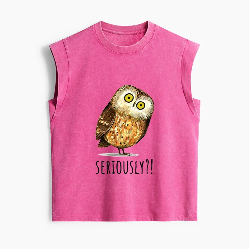 Tokyo-Tiger Seriously Confused Owl Meme Art Women's Washed Tank Tops