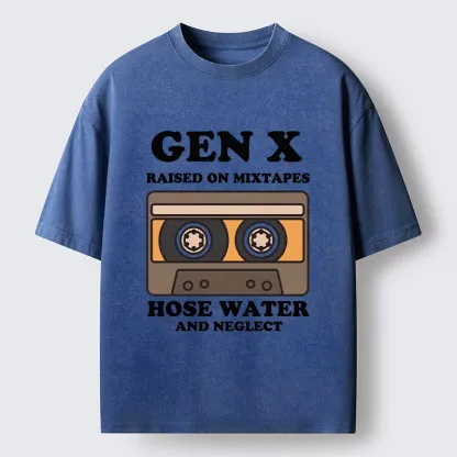 Tokyo-Tiger Retro Childhood GenX Cassette Tape Washed T-Shirt