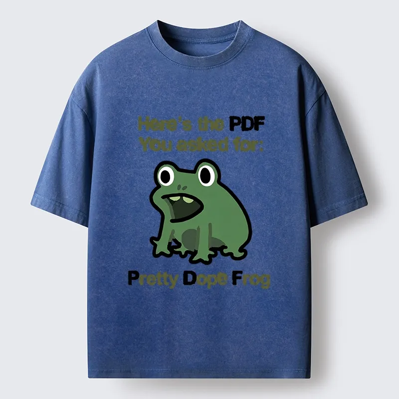 Tokyo-Tiger Funny Office PDF Frog Meme Washed T-Shirt