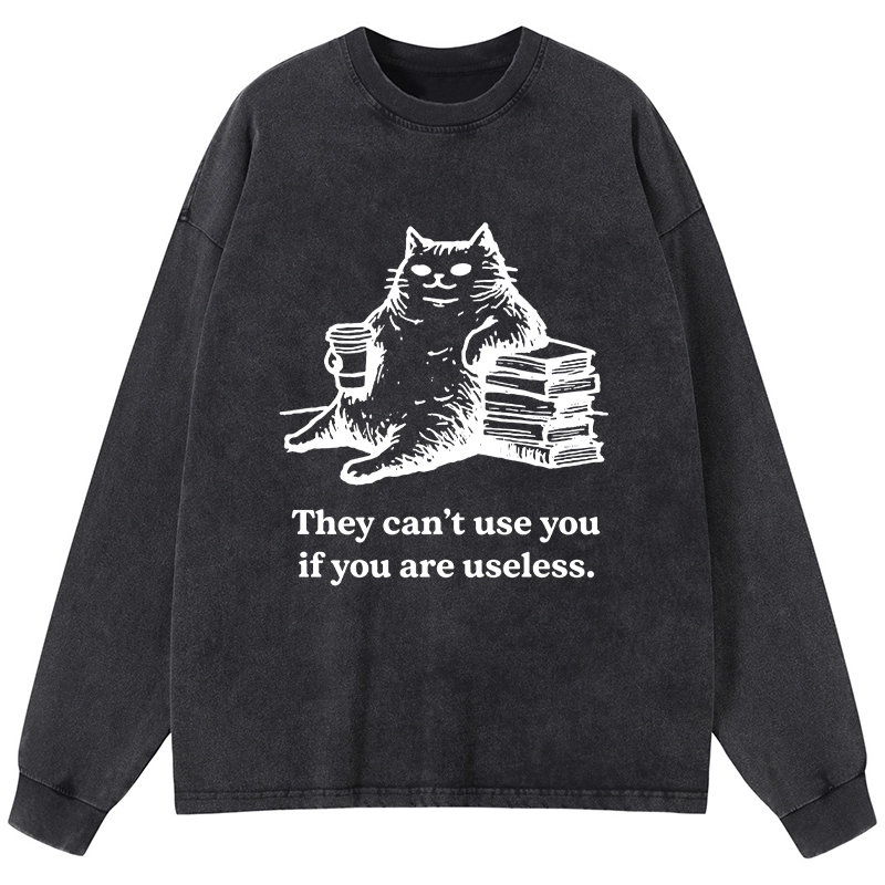 Tokyo-Tiger Cat Proving Uselessness Is A Superpower Washed Long Sleeve T-Shirt