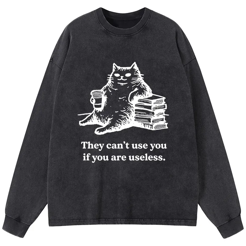 Tokyo-Tiger Cat Proving Uselessness Is A Superpower Washed Long Sleeve T-Shirt