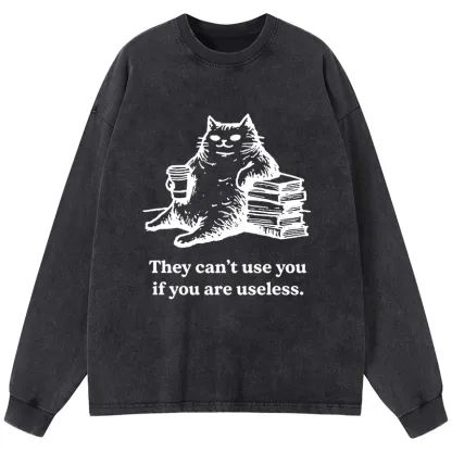 Tokyo-Tiger Cat Proving Uselessness Is A Superpower Washed Long Sleeve T-Shirt
