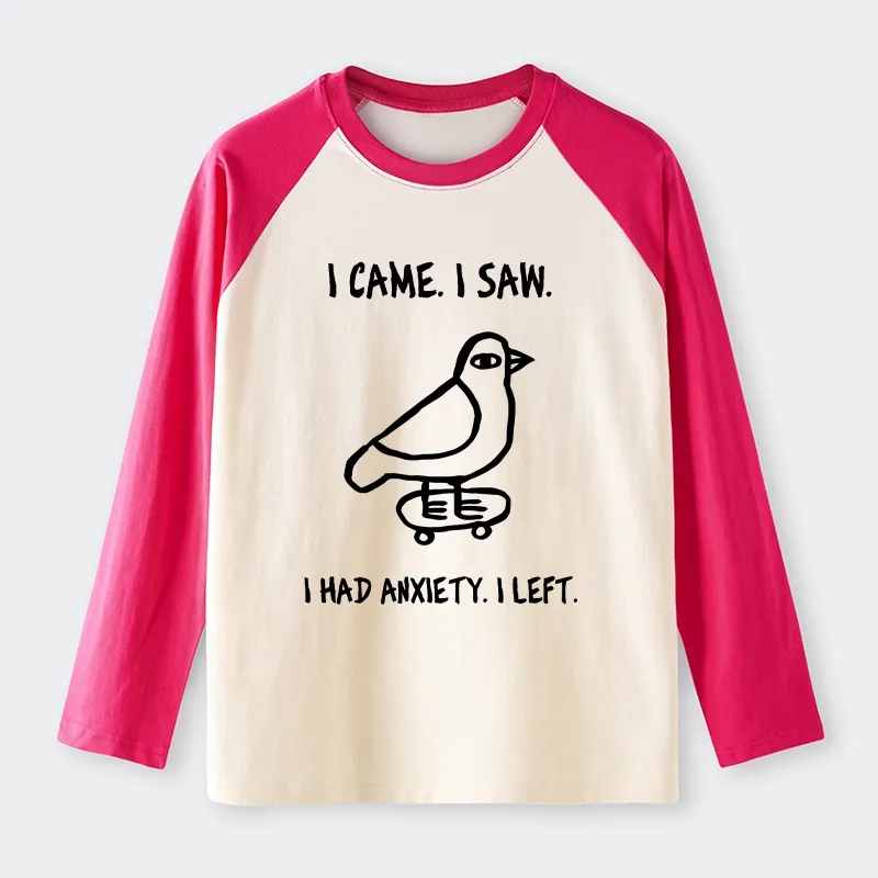 Tokyo-Tiger Funny Meme Bird Just Needs A Break Raglan Long Sleeve T-shirt