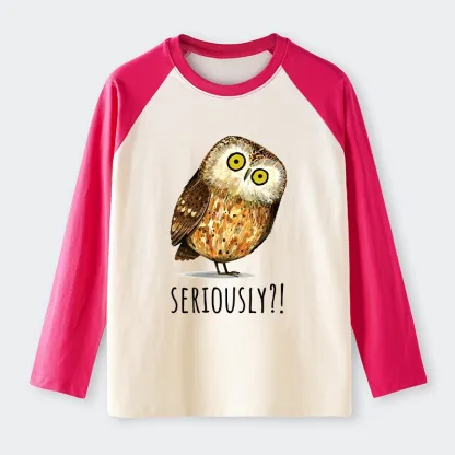 Tokyo-Tiger Seriously Confused Owl Meme Art Raglan Long Sleeve T-shirt