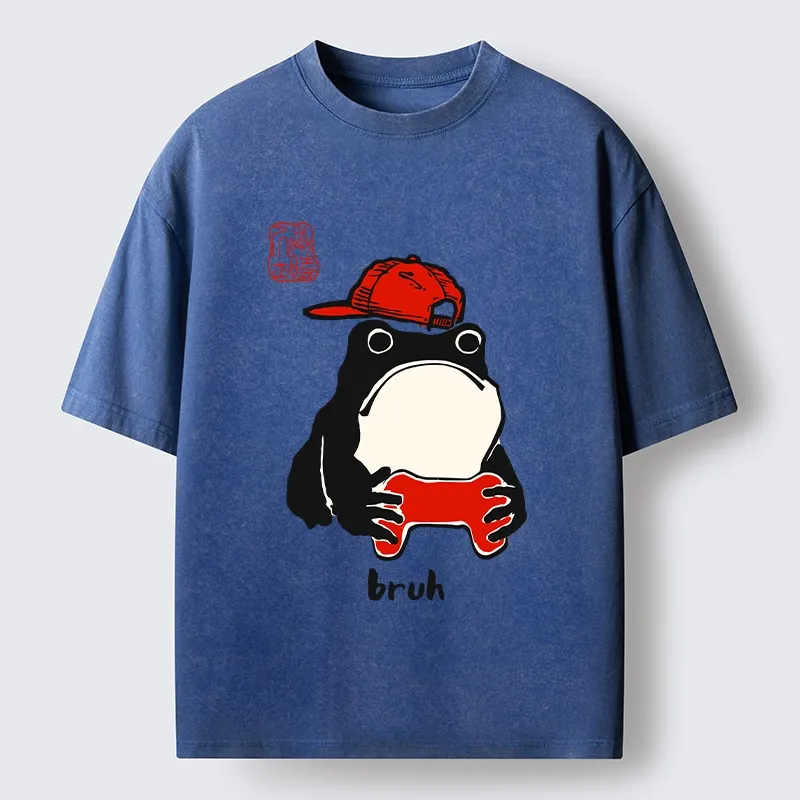 Tokyo-Tiger Funny Meme Bruh Street Frog Washed T-Shirt