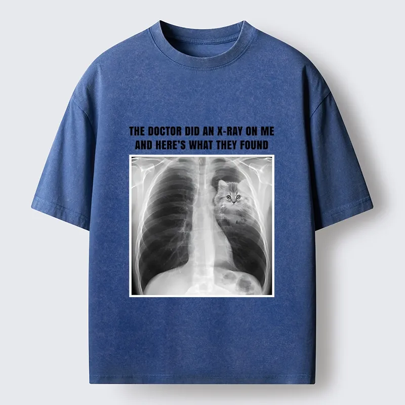 Tokyo-Tiger Relatable Cat Lover X Ray Joke Graphic Washed T-Shirt