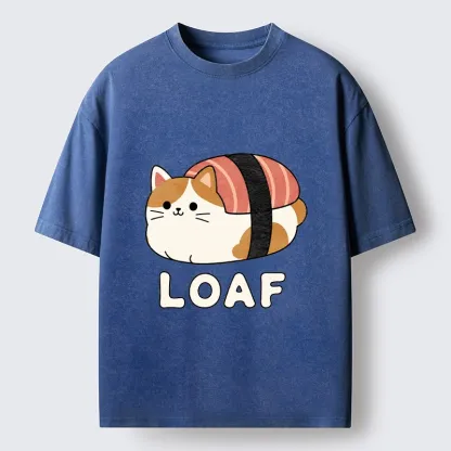 Tokyo-Tiger Cute Tuna Sushi Kitty Loaf Art Washed T-Shirt