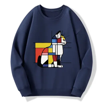 Tokyo-Tiger Geometric Cat Art In Primary Colors Classic Sweatshirt