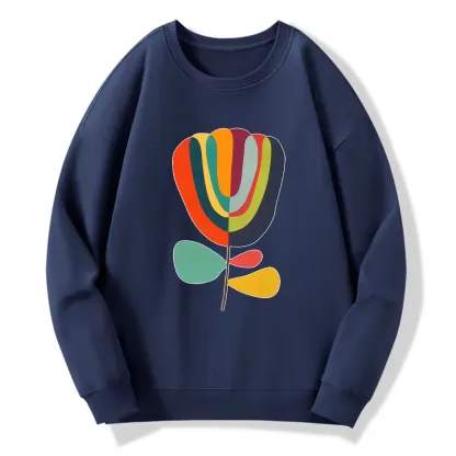 Tokyo-Tiger Colorful Flower Minimalist Print Classic Sweatshirt