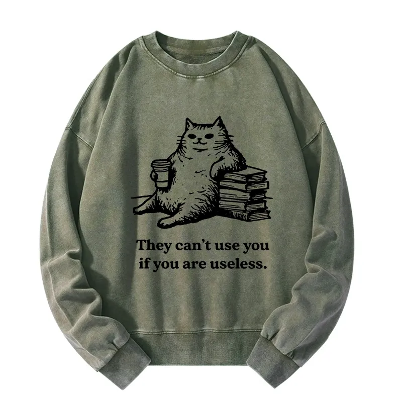 Tokyo-Tiger Cat Proving Uselessness Is A Superpower Washed Sweatshirt