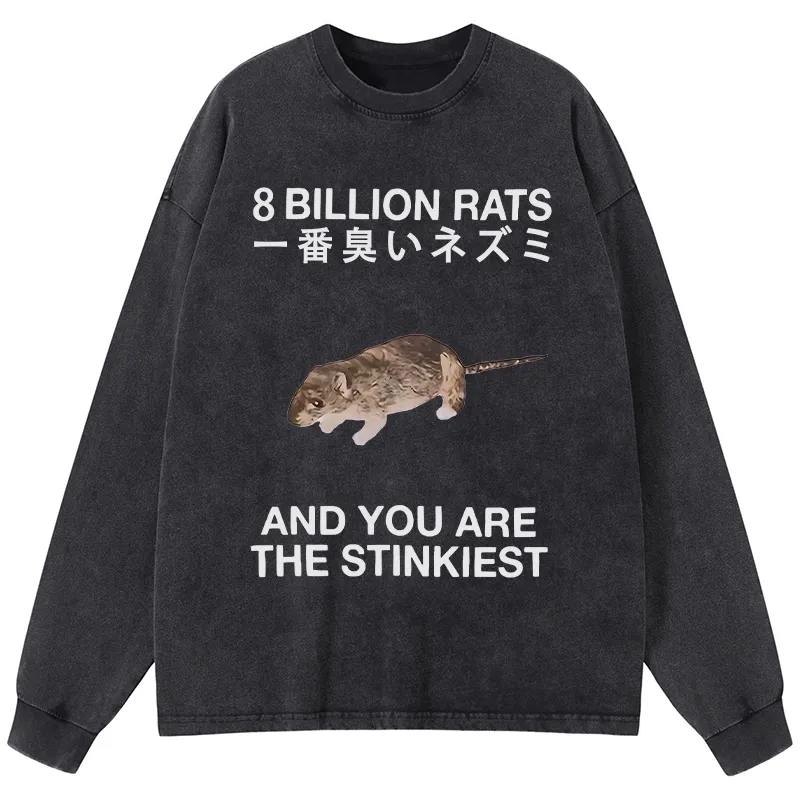 Tokyo-Tiger World's Stinkiest Rat Washed Long Sleeve T-Shirt