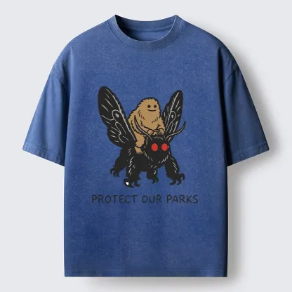 Tokyo-Tiger Bigfoot Ride Moth Protect Parks Washed T-Shirt