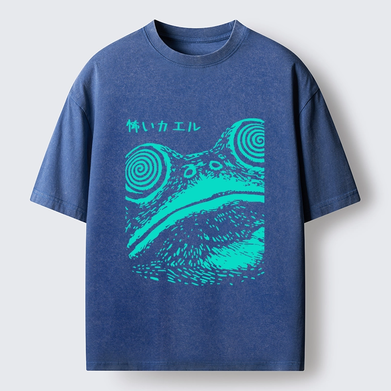 Tokyo-Tiger Spooky Japanese Frog Ukiyo Art Washed T-Shirt
