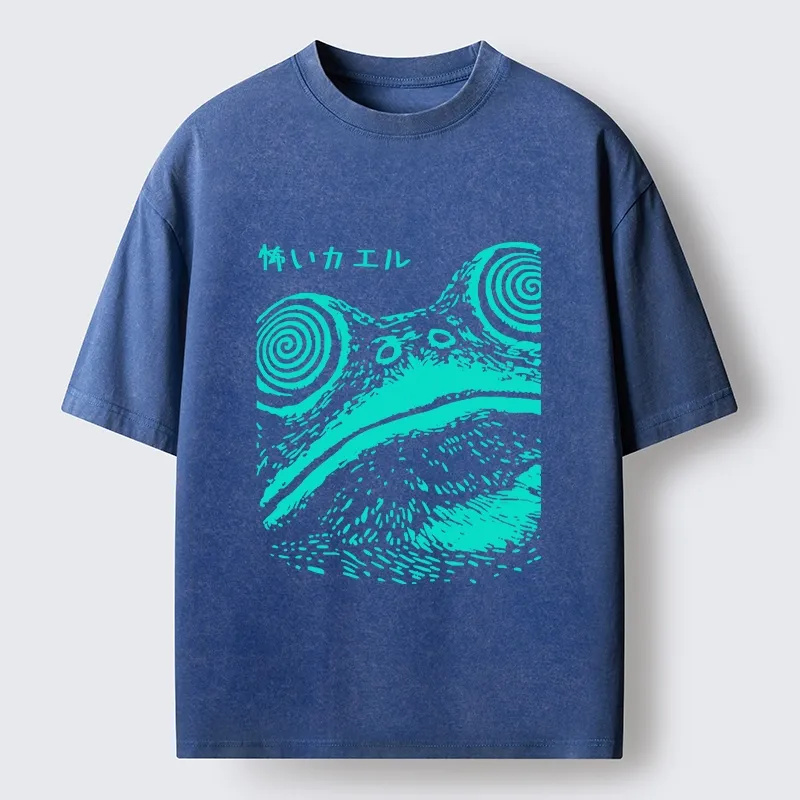 Tokyo-Tiger Spooky Japanese Frog Ukiyo Art Washed T-Shirt