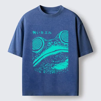 Tokyo-Tiger Spooky Japanese Frog Ukiyo Art Washed T-Shirt