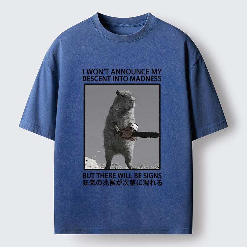 Tokyo-Tiger Funny Meme Chainsaw Capybara Madness Washed T-Shirt