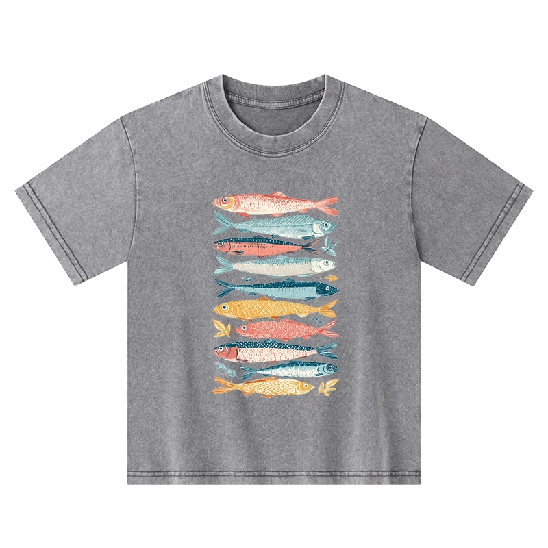 Tokyo-Tiger Beautiful Colorful Fish In The Sea Kids Washed T-Shirt