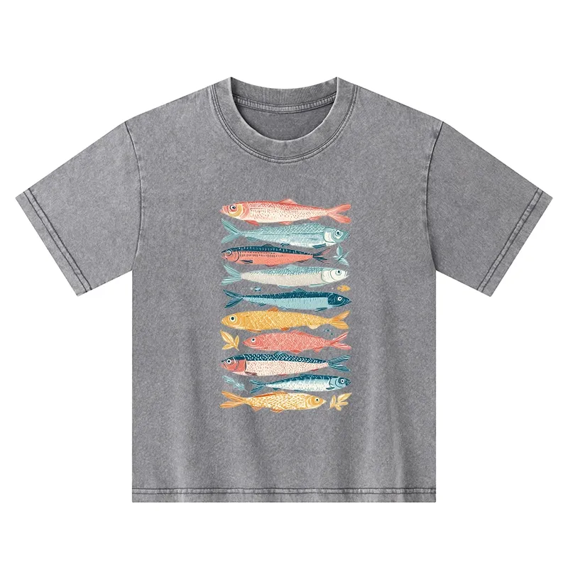 Tokyo-Tiger Beautiful Colorful Fish In The Sea Kids Washed T-Shirt