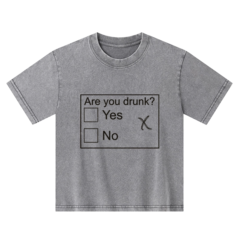 Tokyo-Tiger Confused Drunk Checkbox Graphic Kids Washed T-Shirt