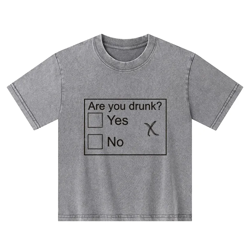 Tokyo-Tiger Confused Drunk Checkbox Graphic Kids Washed T-Shirt Sale