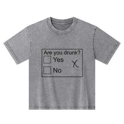 Tokyo-Tiger Confused Drunk Checkbox Graphic Kids Washed T-Shirt